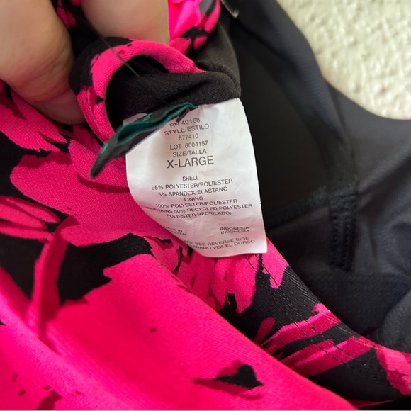 Women's Aqua Green Triple Tier Tankini Hot Pink & Black Top only XL NWT - Picture 6 of 7